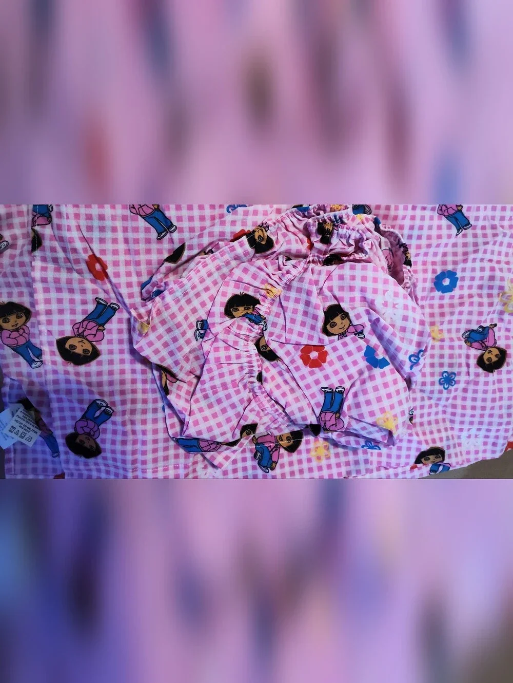 2009 Dora the explorer 3 Piece Sheet Set Twin Flat Fitted Pillowcase Nick Jr.